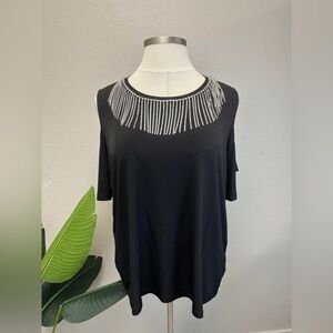 Michael Kors Silver Tassel Cold Shoulder Top - New - Size 3X